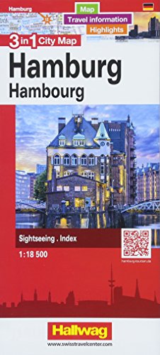Hamburg 3 in 1 City Map 1:18 500: Map, Travel information, Highlights, Sightseeing, Index (Hallwag Stadtplan) von Hallwag